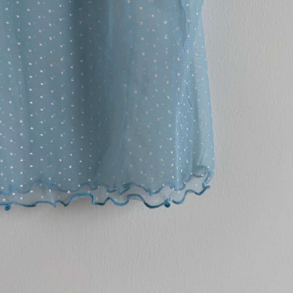 Vintage Y2K Victoria's Secret Blue Polka Dot Mesh Top Size Small - Picture 8 of 10